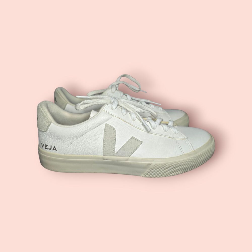 Veja Campo White Natural Suede Leather Sneakers Minimalist Retro Trainer Shoes